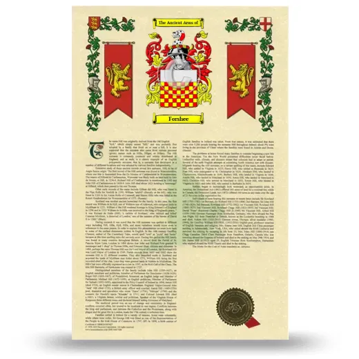 Forshee Armorial History with Coat of Arms