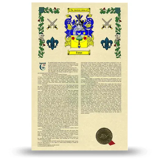 Forys Armorial History with Coat of Arms