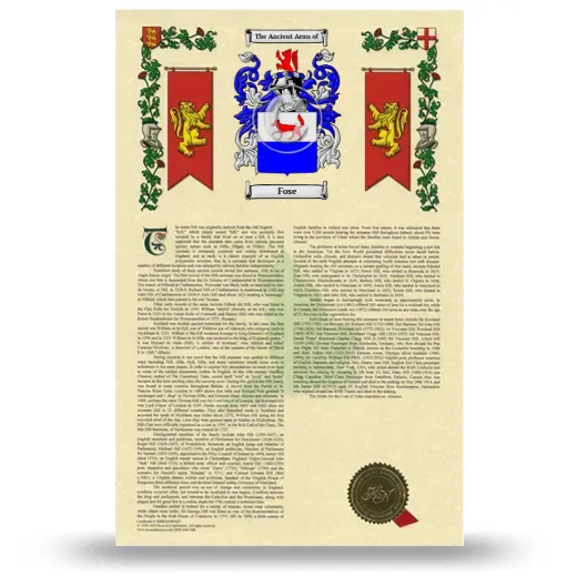 Fose Armorial History with Coat of Arms