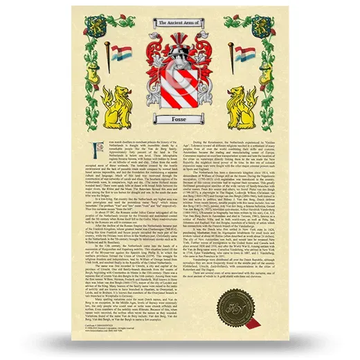 Fosse Armorial History with Coat of Arms