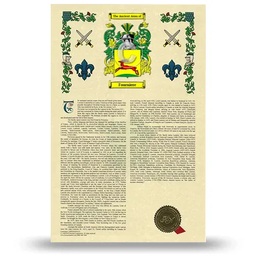 Fourniere Armorial History with Coat of Arms