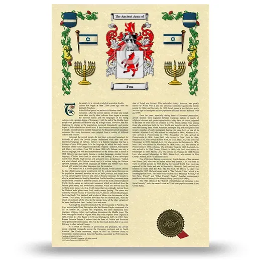 Fox Armorial History with Coat of Arms