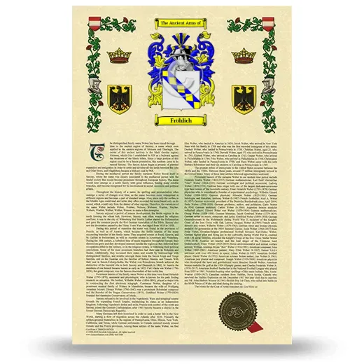 Fröhlich Armorial History with Coat of Arms