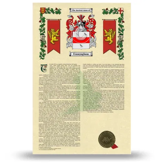 Framyngham Armorial History with Coat of Arms