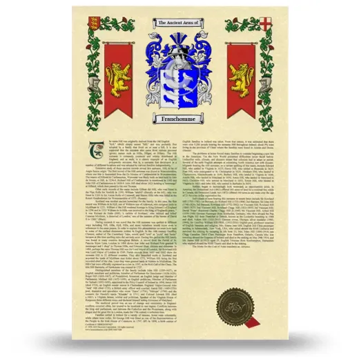 Franchomme Armorial History with Coat of Arms