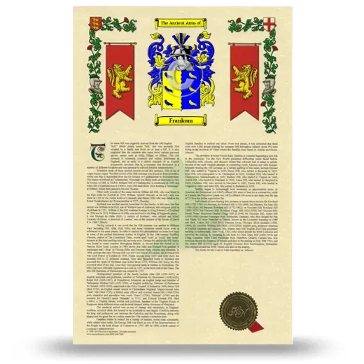Frankum Armorial History with Coat of Arms