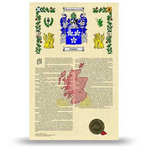 Frasher Armorial History with Coat of Arms