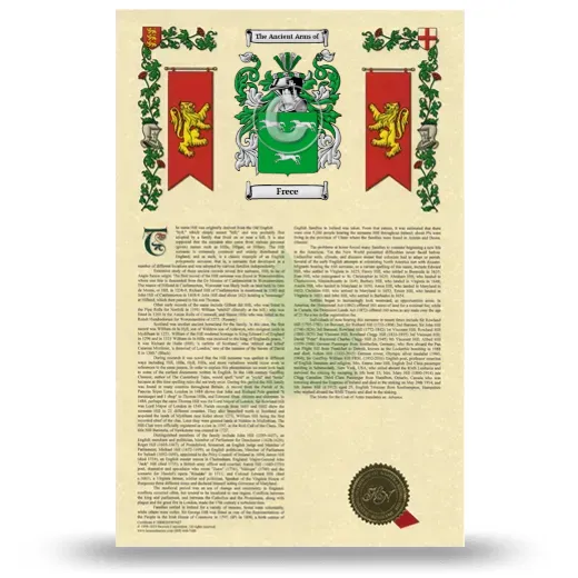 Frece Armorial History with Coat of Arms
