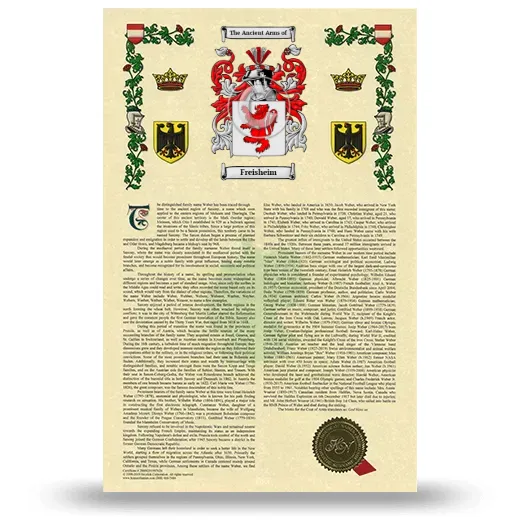 Freisheim Armorial History with Coat of Arms
