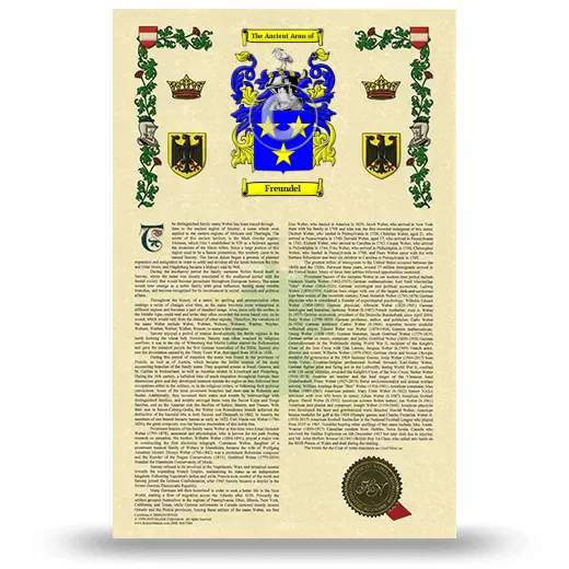 Freundel Armorial History with Coat of Arms