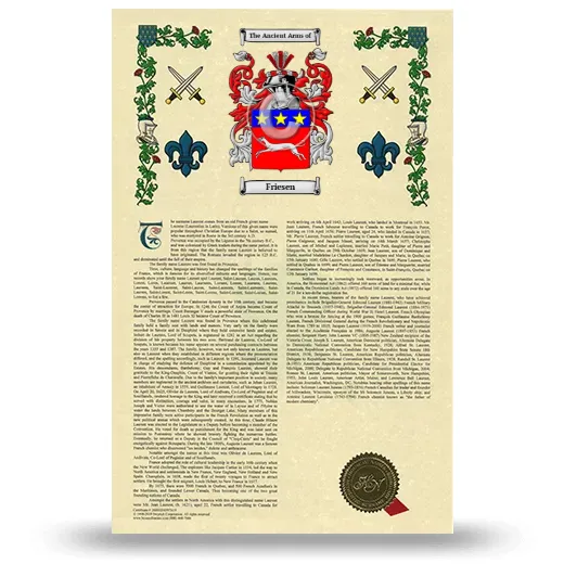 Friesen Armorial History with Coat of Arms
