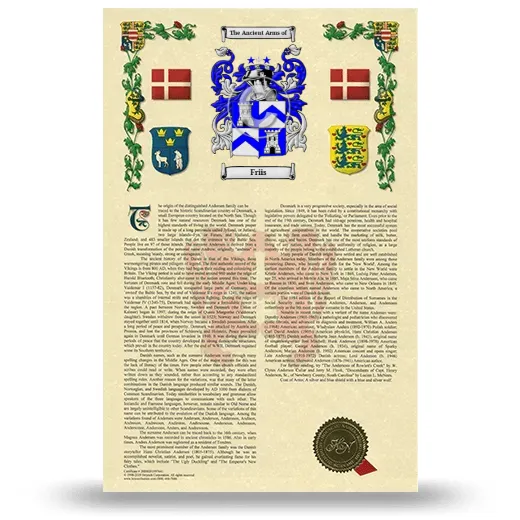 Friis Armorial History with Coat of Arms