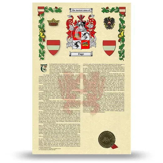 Fuge Armorial History with Coat of Arms