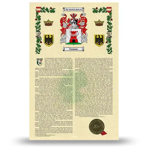 Furman Armorial History with Coat of Arms