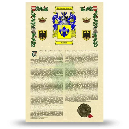 Gaible Armorial History with Coat of Arms