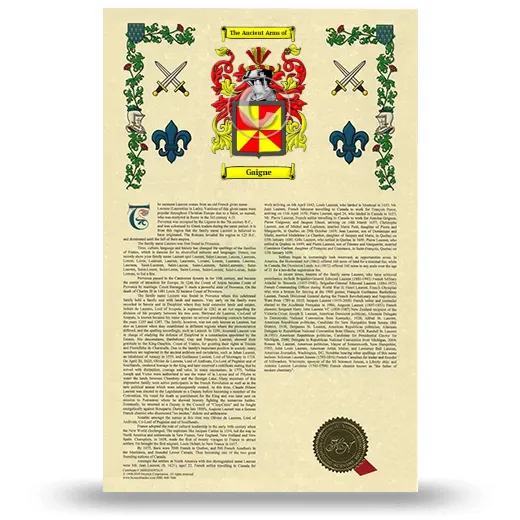 Gaigne Armorial History with Coat of Arms