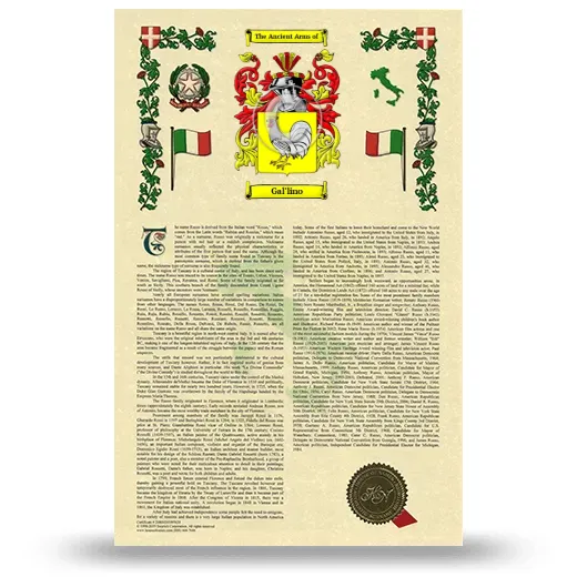 Gal'lino Armorial History with Coat of Arms