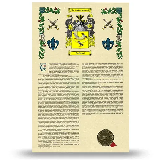 Gallaud Armorial History with Coat of Arms