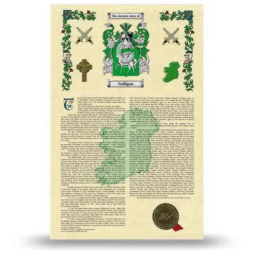 Galligan Armorial History with Coat of Arms