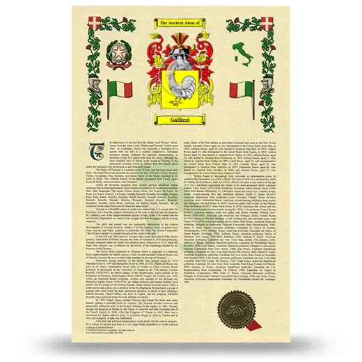 Gallizzi Armorial History with Coat of Arms