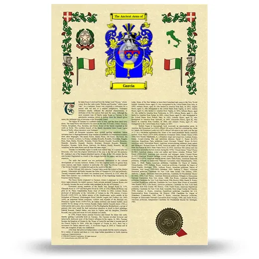 Garcia Armorial History with Coat of Arms