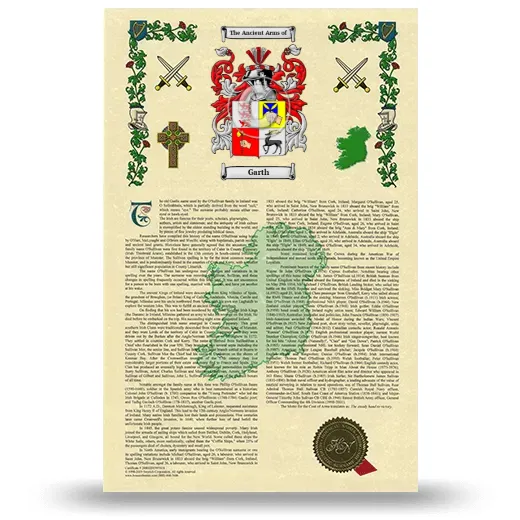 Garth Armorial History with Coat of Arms