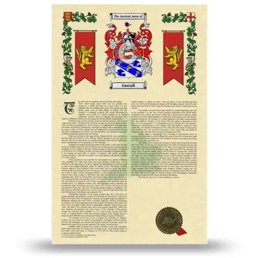 Gastall Armorial History with Coat of Arms