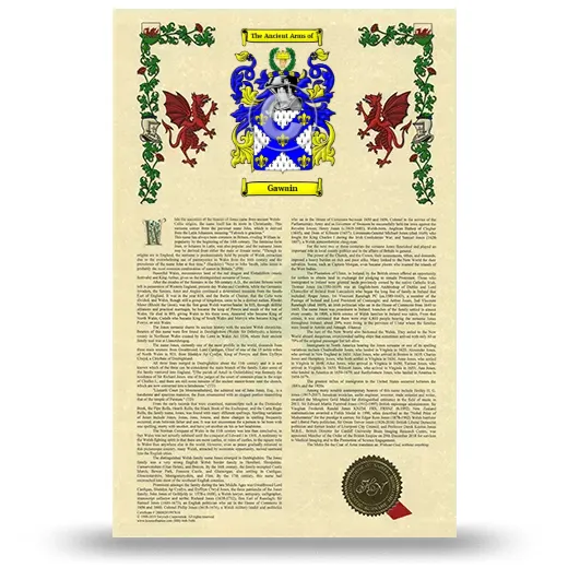 Gawain Armorial History with Coat of Arms