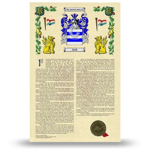Gech Armorial History with Coat of Arms