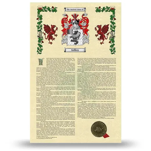 Geffrey Armorial History with Coat of Arms