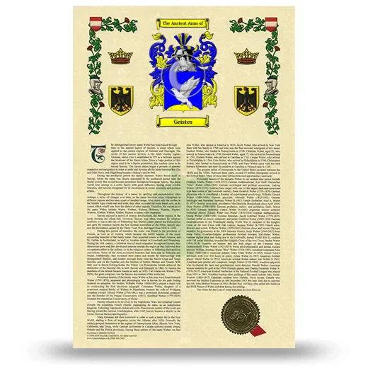 Geistes Armorial History with Coat of Arms