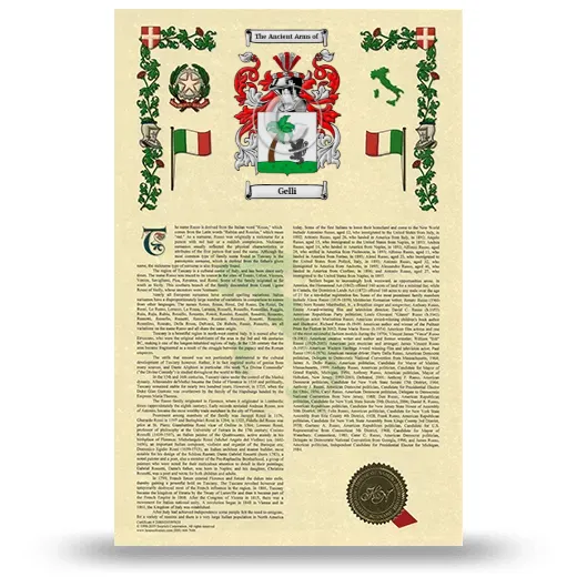 Gelli Armorial History with Coat of Arms