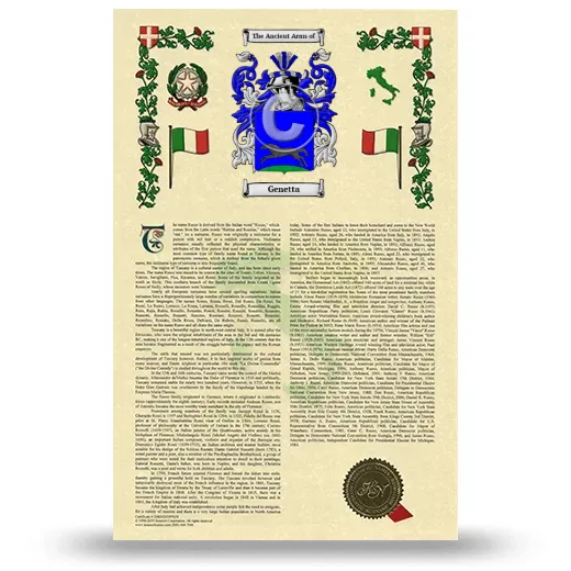 Genetta Armorial History with Coat of Arms