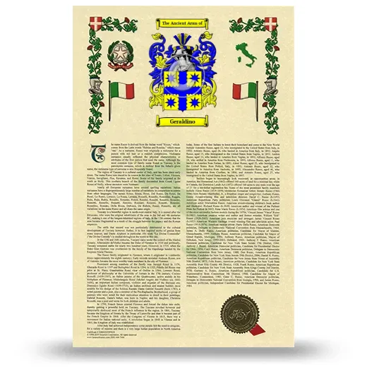 Geraldino Armorial History with Coat of Arms