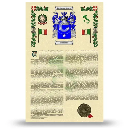 Germano Armorial History with Coat of Arms