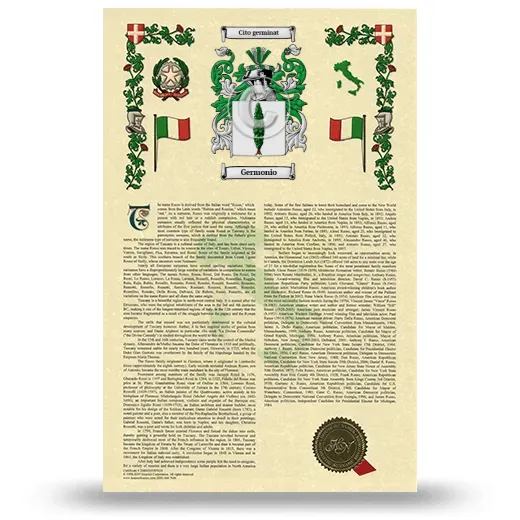 Germonio Armorial History with Coat of Arms