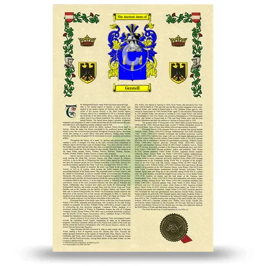 Gerstell Armorial History with Coat of Arms