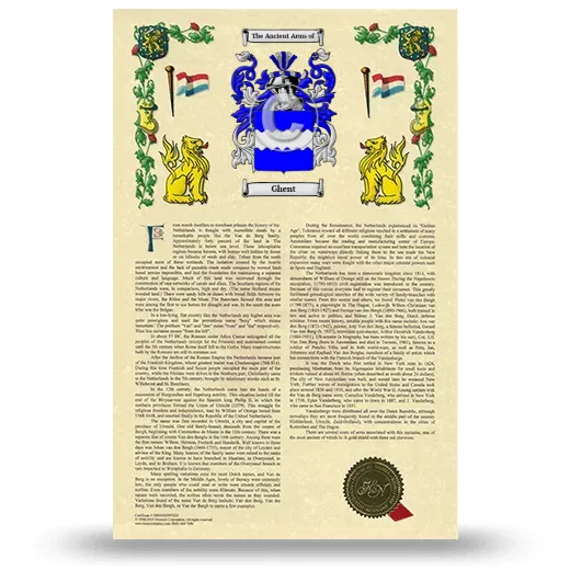 Ghent Armorial History with Coat of Arms