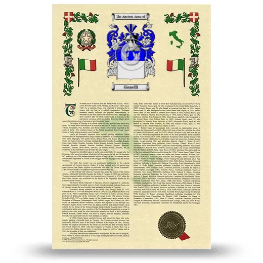Gianelli Armorial History with Coat of Arms