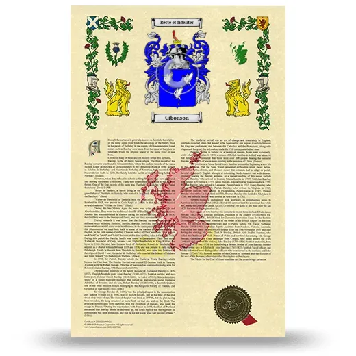 Gibonson Armorial History with Coat of Arms