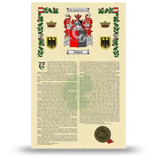 Gielgud Armorial History with Coat of Arms