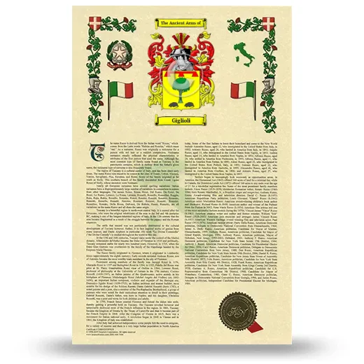 Giglioli Armorial History with Coat of Arms