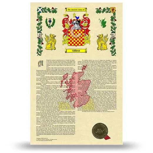 Gillient Armorial History with Coat of Arms