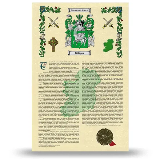 Gilligan Armorial History with Coat of Arms