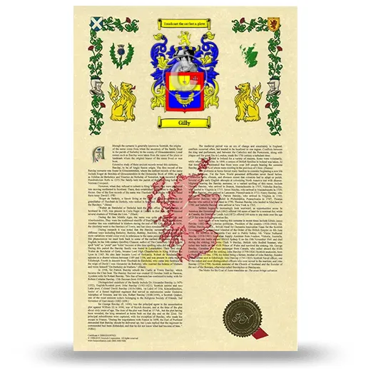 Gilly Armorial History with Coat of Arms