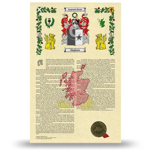 Gleghorn Armorial History with Coat of Arms