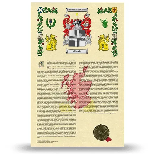 Glendy Armorial History with Coat of Arms