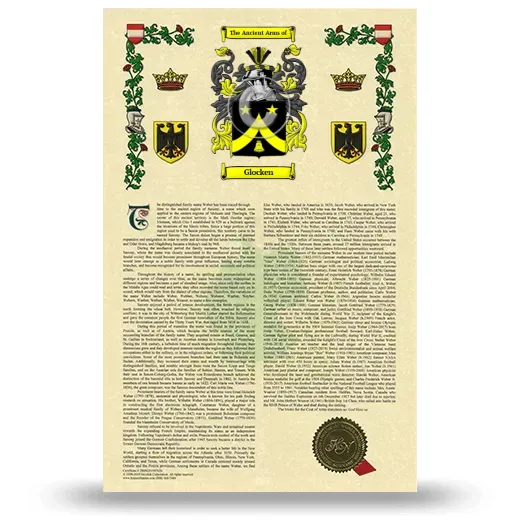 Glocken Armorial History with Coat of Arms