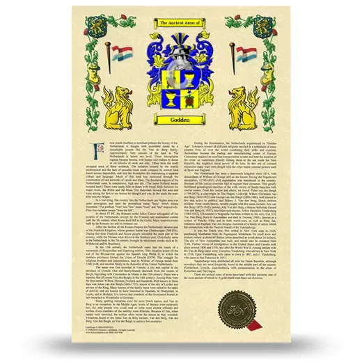Godden Armorial History with Coat of Arms