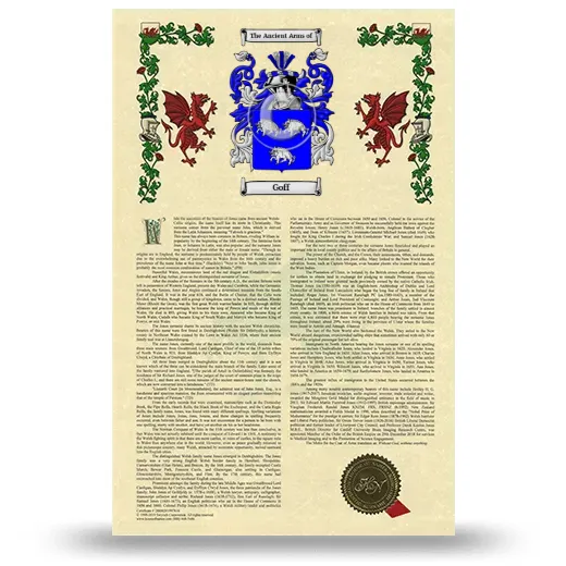 Goff Armorial History with Coat of Arms